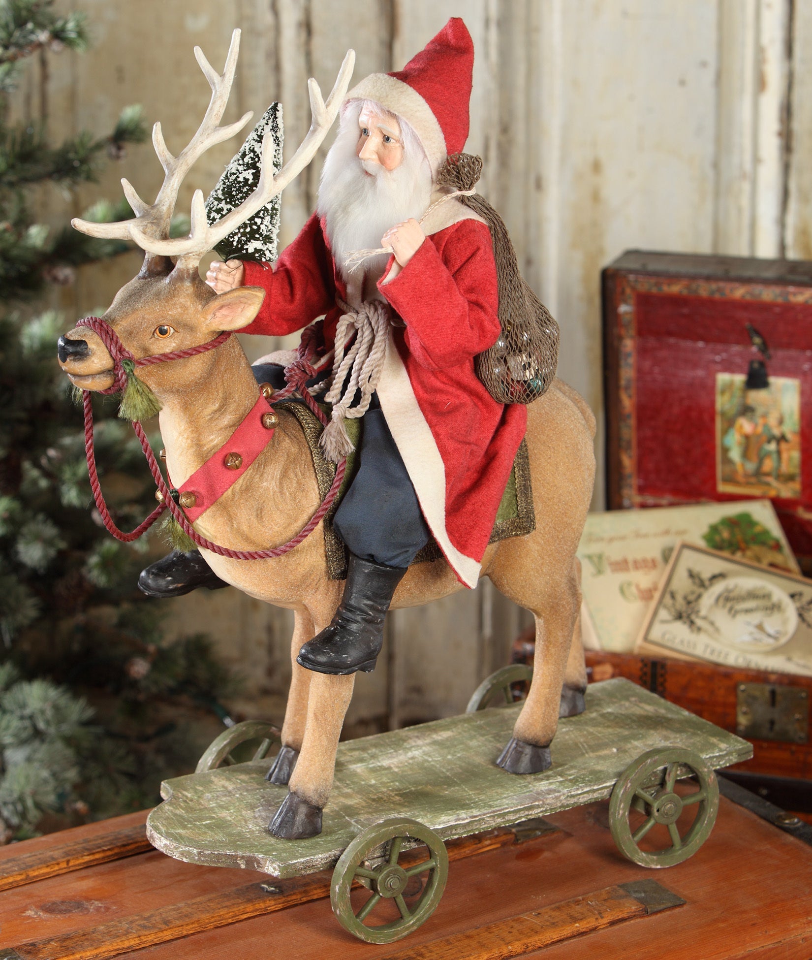 Vintage Santa Riding Reindeer