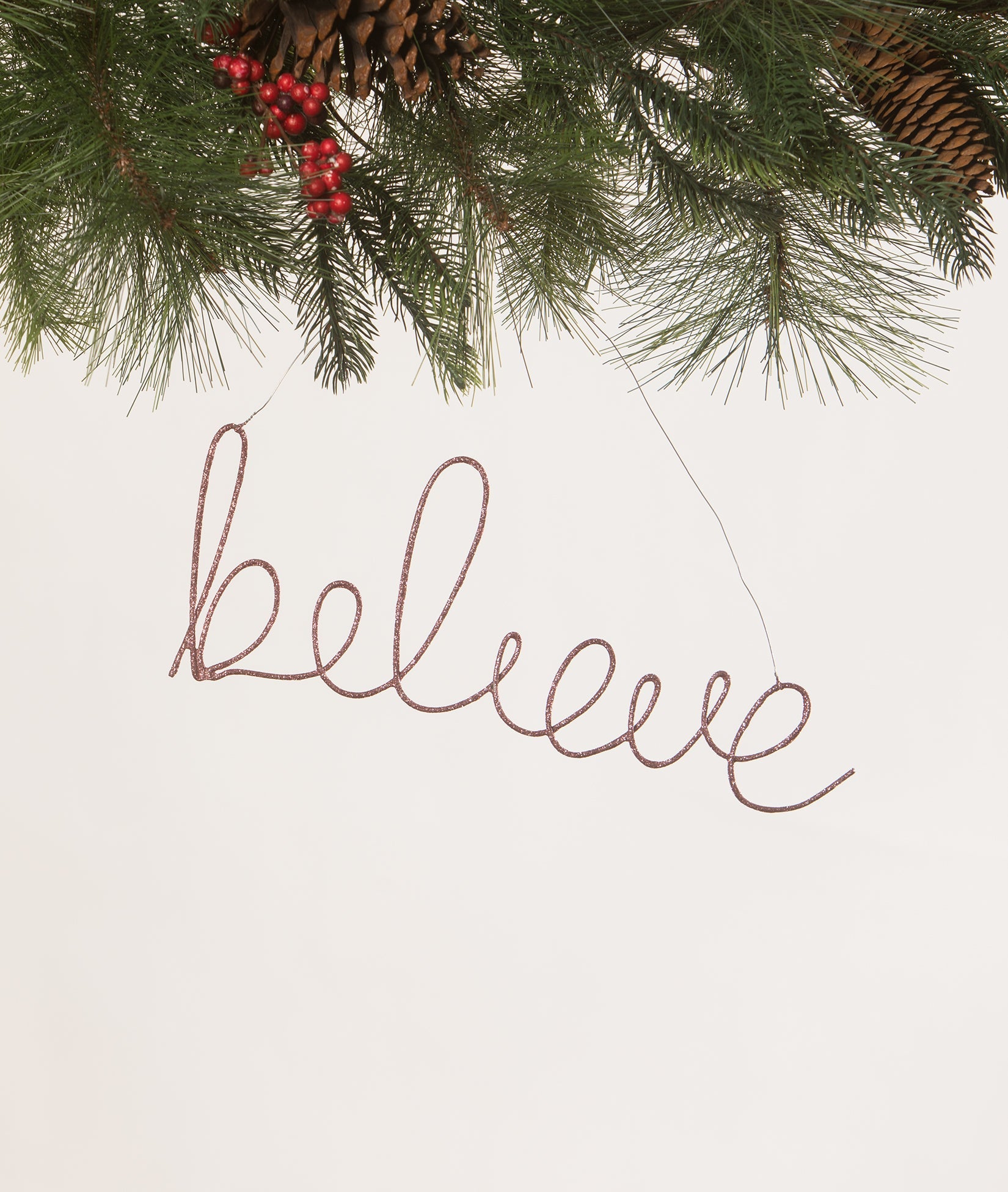 Believe Wire Word Light Pink