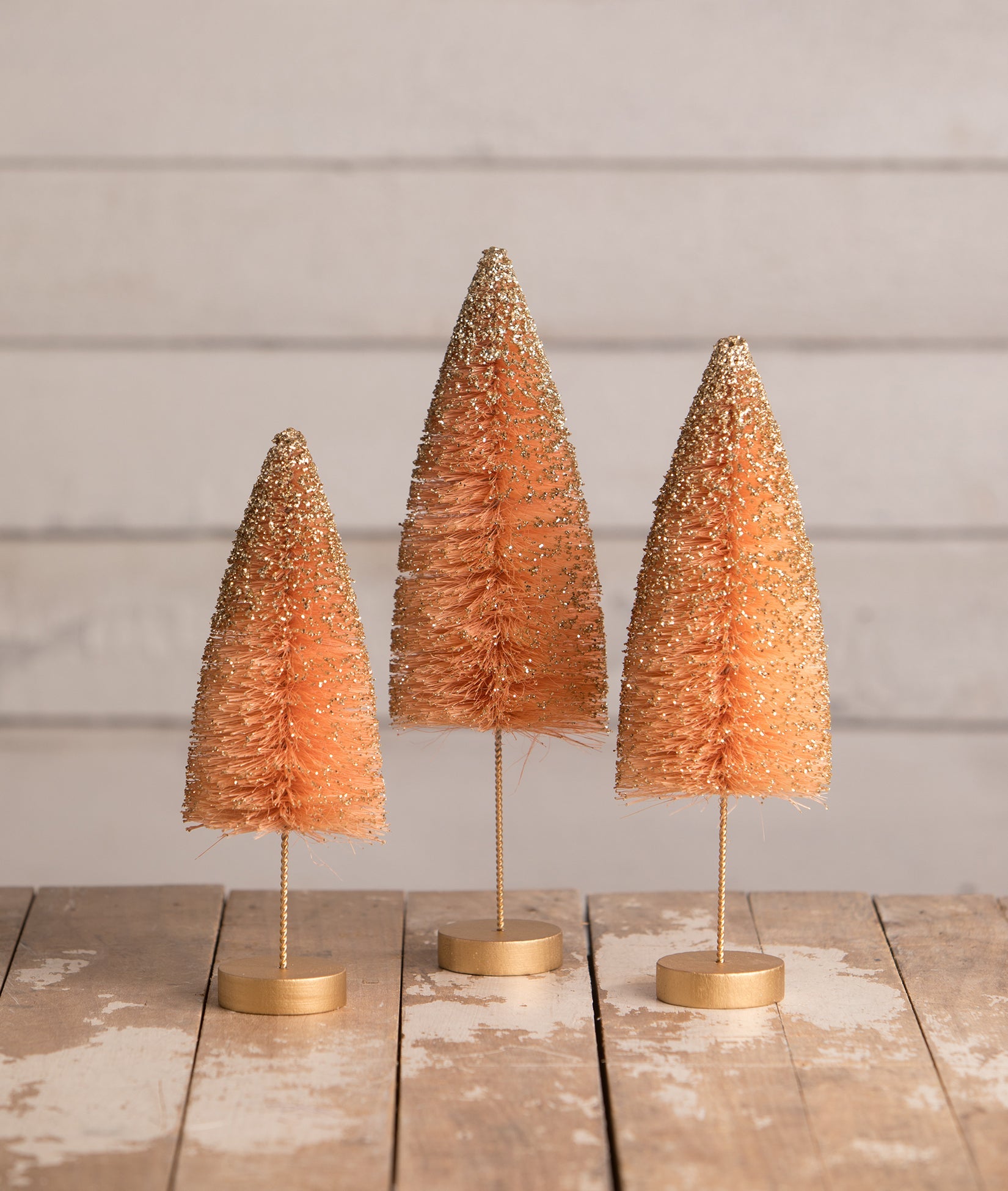 Rose Quartz Gold Glow Bottle Brush Trees S3