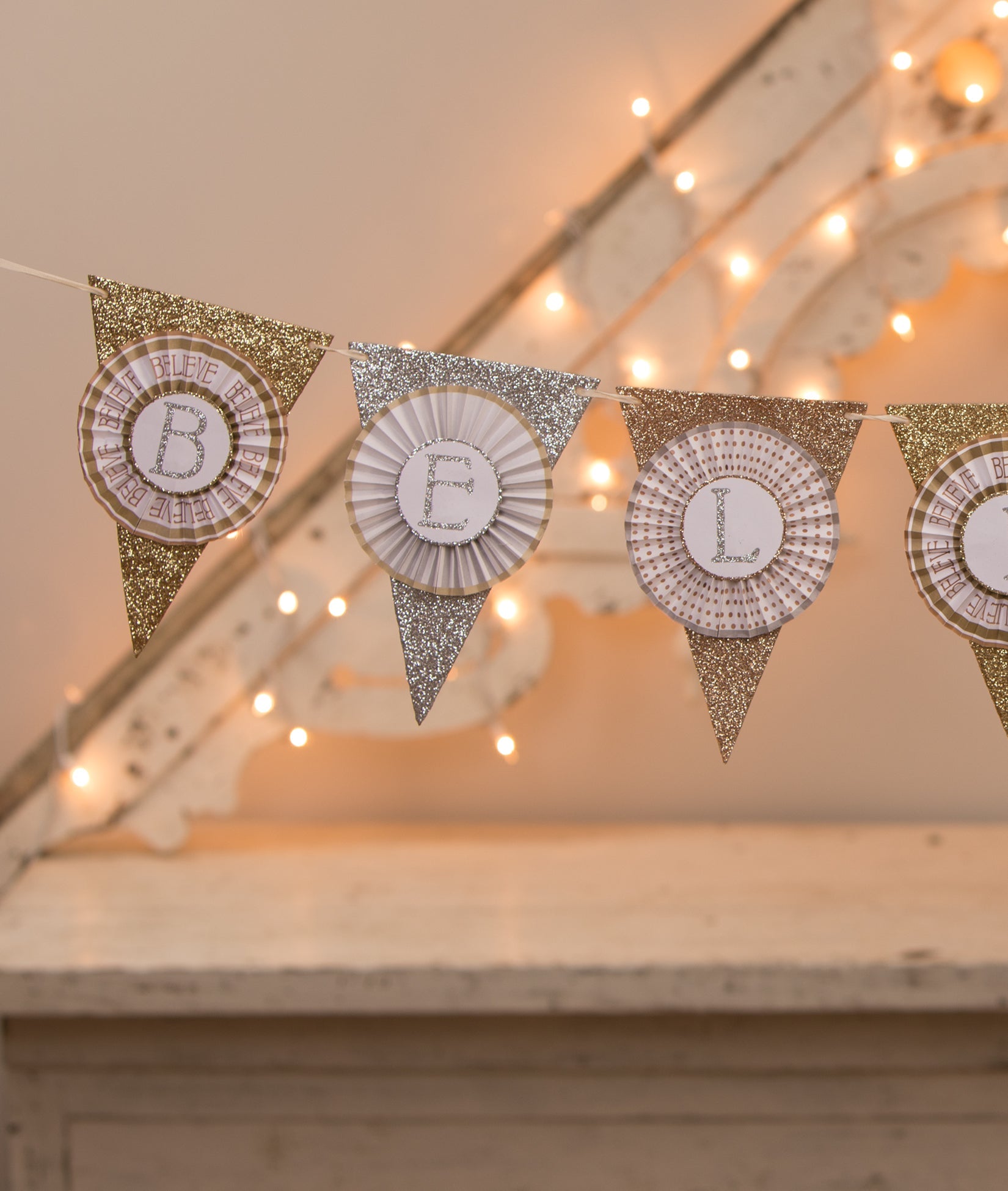 Believe Metallic Glittered Garland