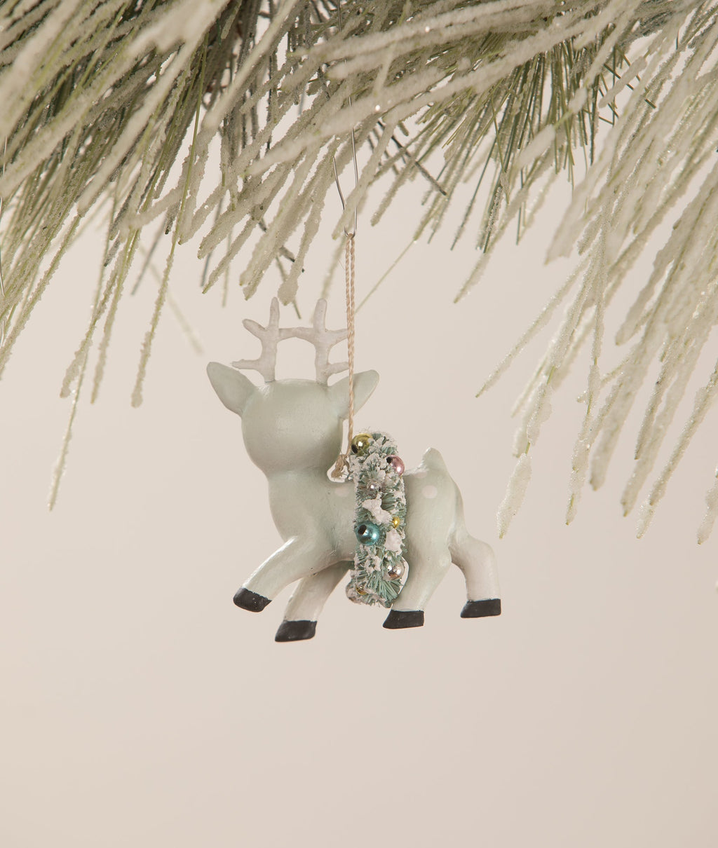 Blue Reindeer with Wreath Ornament