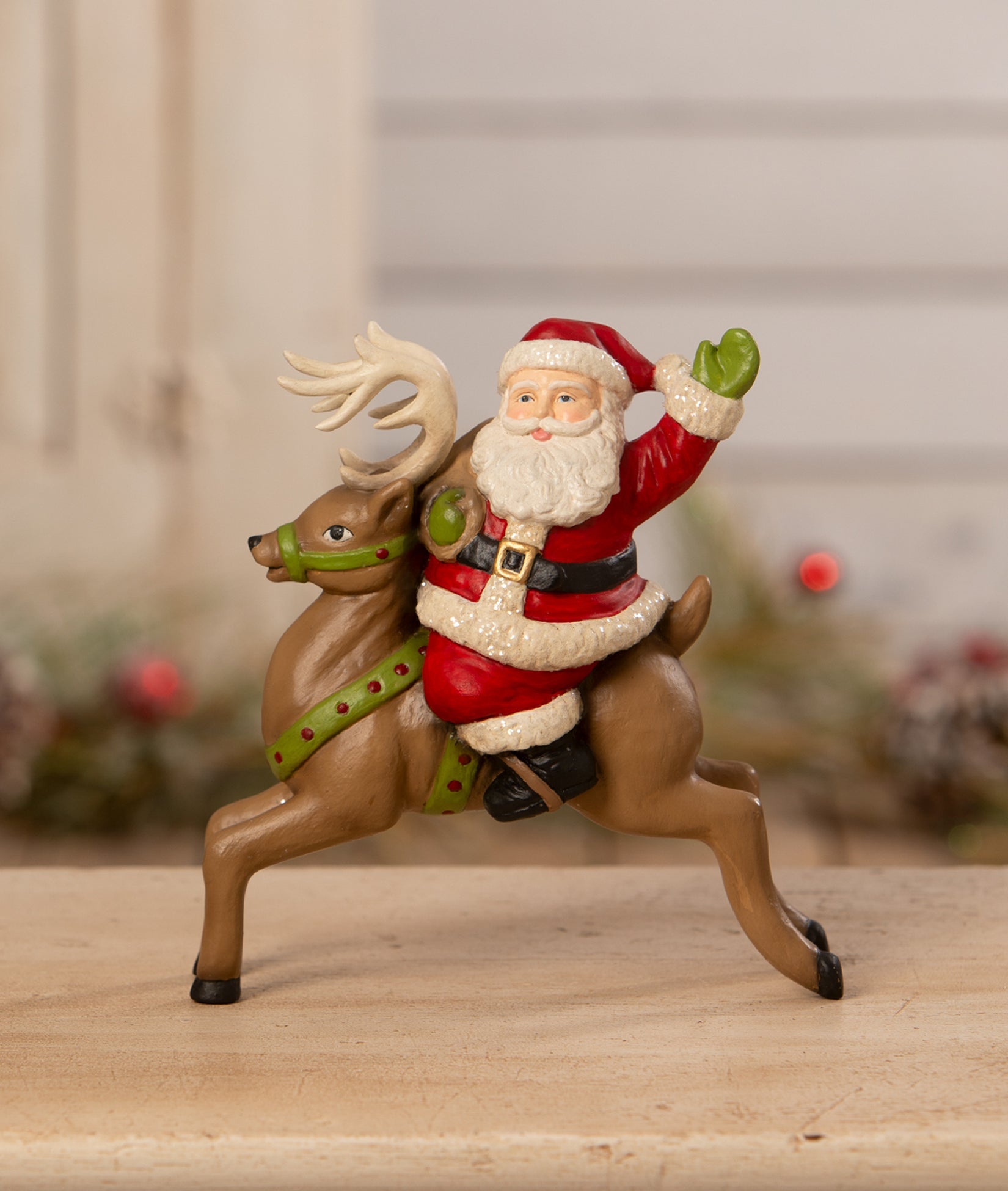 Retro Santa Riding Reindeer