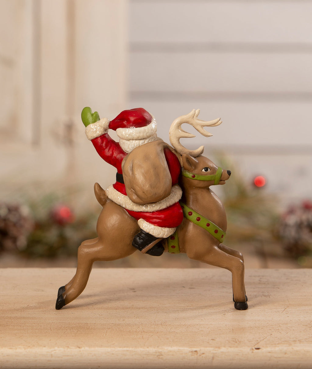 Retro Santa Riding Reindeer
