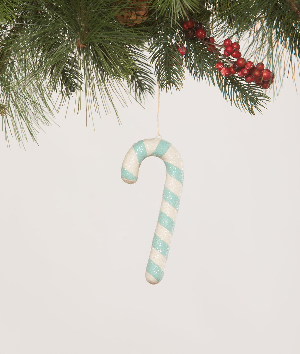 Aqua Candy Cane Ornament