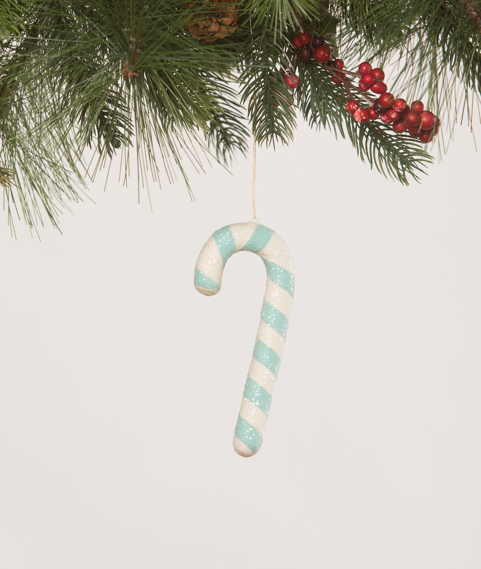 Aqua Candy Cane Ornament