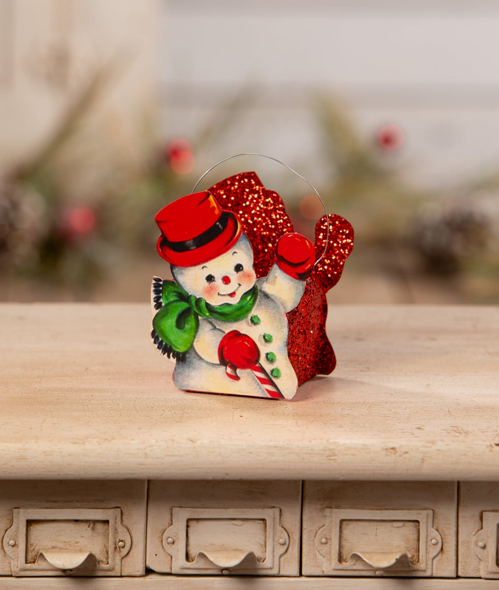 Tin Snowman Bucket Small