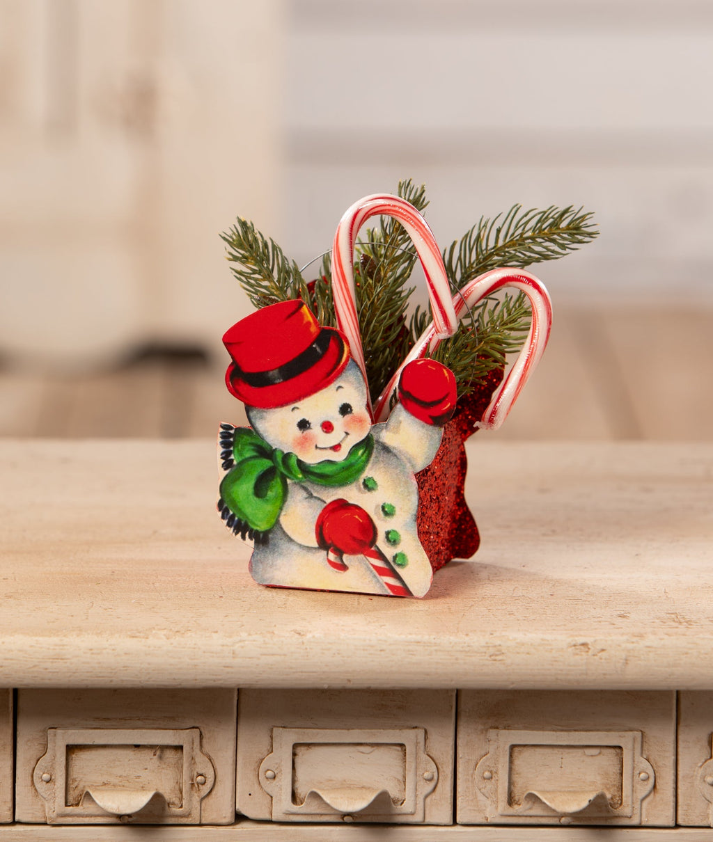 Tin Snowman Bucket Small