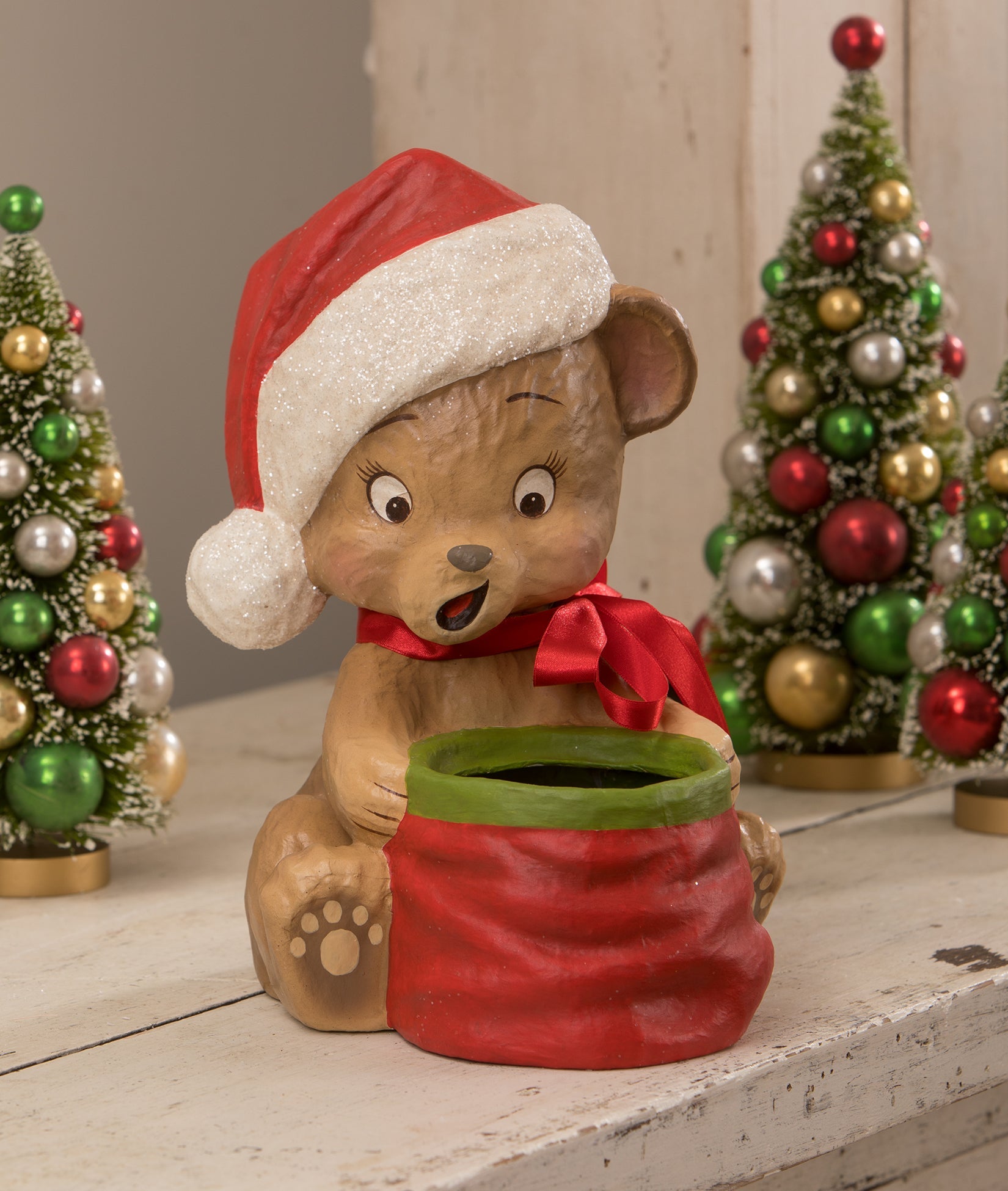 Christmas Surprise Bear Paper Mache