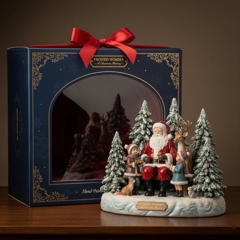 Frosted Wonder Christmas Figur – Weihnachtsmann mit Kindern und Tieren