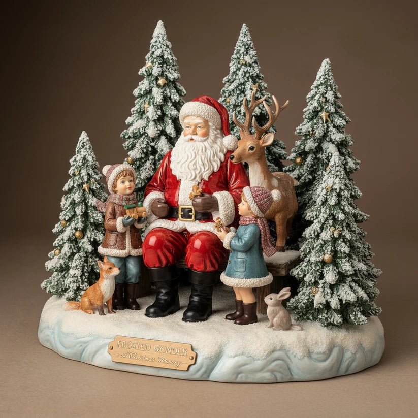 Frosted Wonder Christmas Figur – Weihnachtsmann mit Kindern und Tieren