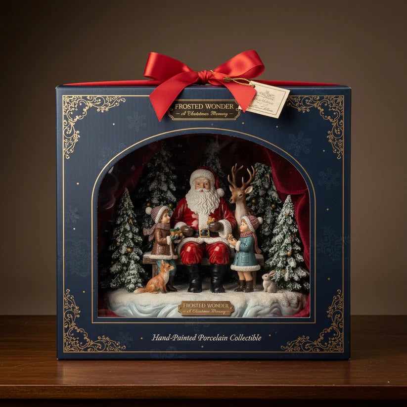 Frosted Wonder Christmas Figur – Weihnachtsmann mit Kindern und Tieren