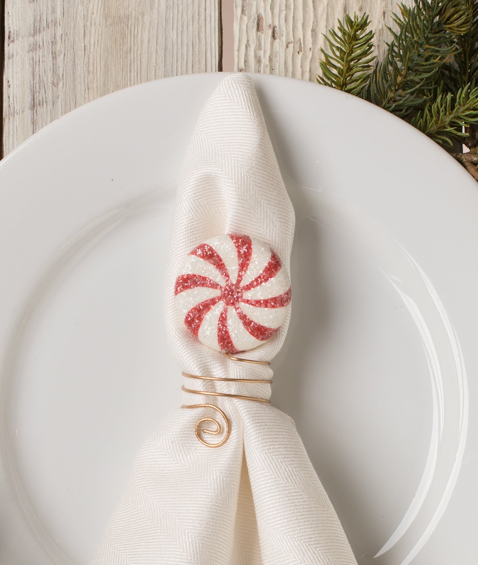 Red Peppermint Napkin Holder/Wine Charm