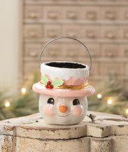 Pastel Holly Hat Snowman Small