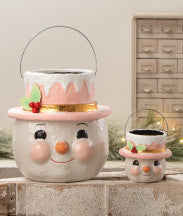 Pastel Holly Hat Snowman Lg