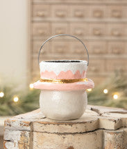 Pastel Holly Hat Snowman Small