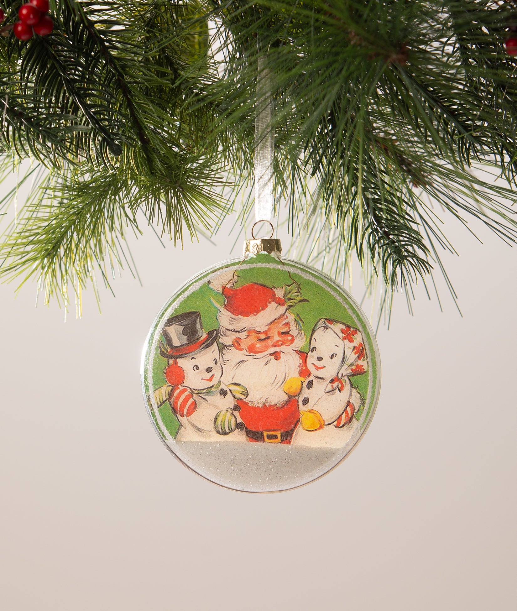 Santa with Snowmen Disk Orn.